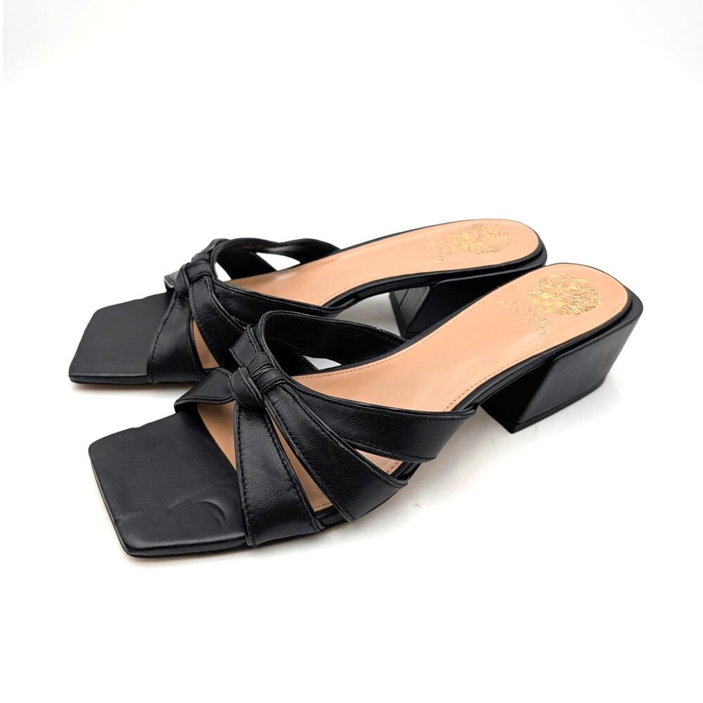 Vince Camuto Selaries Block Heel Slide Sandals Women's Black Size US10M EU41.5